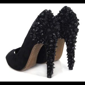 NWOT Sam Edelman Black Suede Spiked Heels